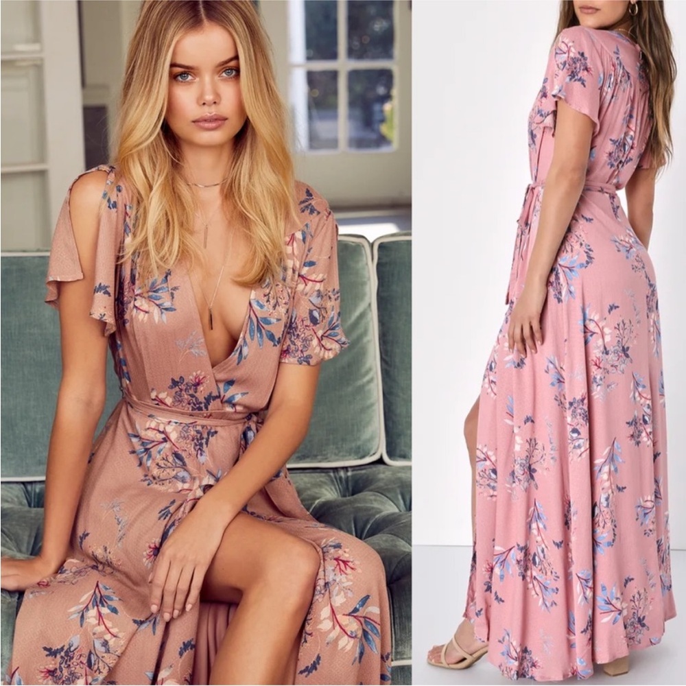 Lulu's Blush Floral Maxi Dress